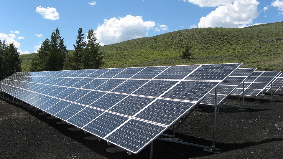 Zonnepanelen in de natuur verkleind